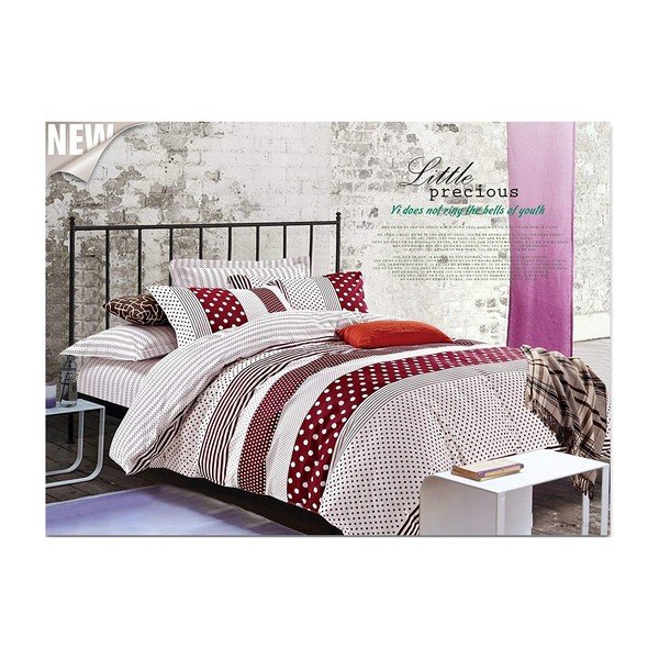 Biancheria da letto matrimoniale reversibile in cotone Diamond Red Velvet, 200 x 200 cm - DecoKing-image-1