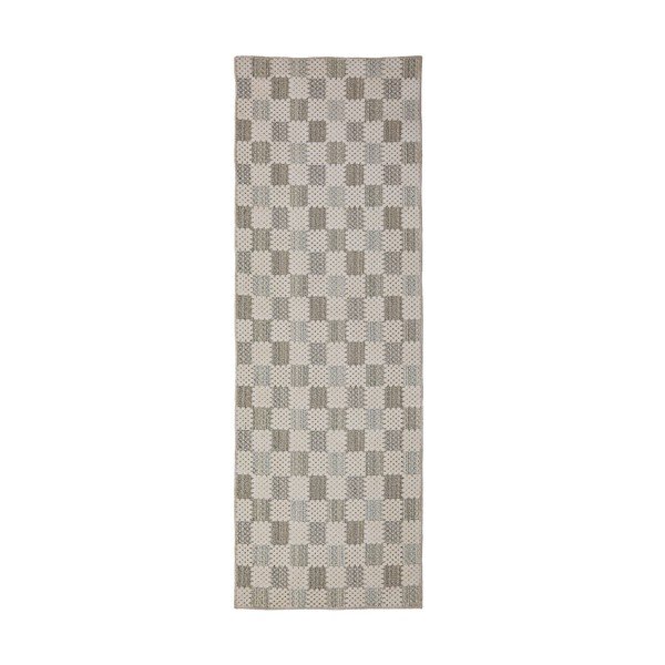 Passatoia verde in misto cotone lavabile 80x230 cm Muted Checkerboard – Flair Rugs