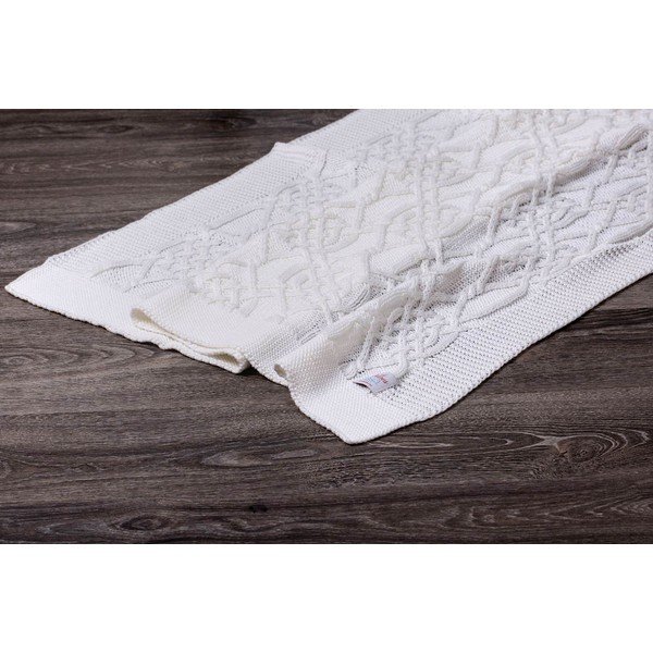 Coperta per neonato Louise in cotone bianco e crema, 90 x 90 cm - Homemania Decor-image-1