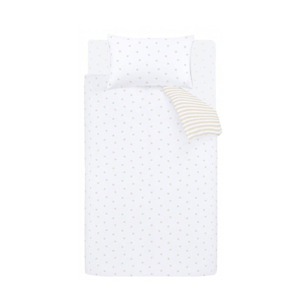 Set copripiumino e federa da bambini bianco e beige in cotone per letto singolo 135x200 cm Mini Star & Stripes – Bianca