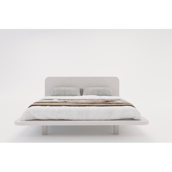 Letto matrimoniale in faggio bianco 140x200 cm Japandic - Skandica-image-1