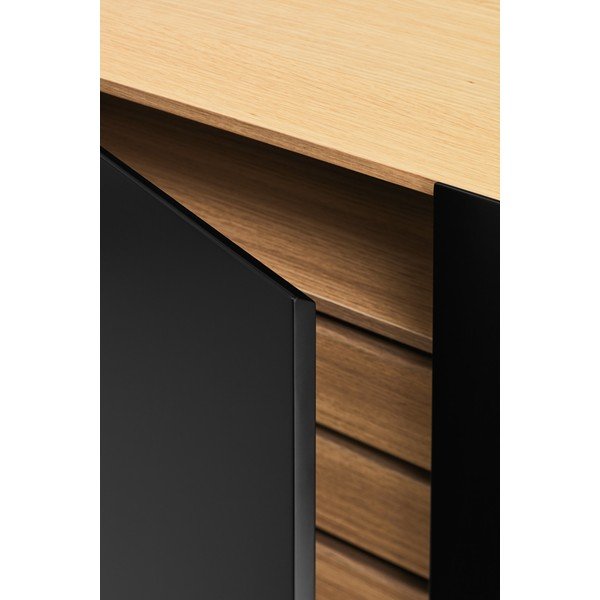 Cassettiera bassa nera effetto rovere 165x78 cm Arista - Teulat-image-4