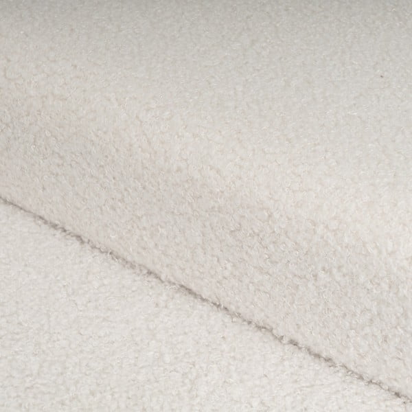 Poggiapiedi in tessuto bouclé bianco Ecru - Casa Selección-image-1