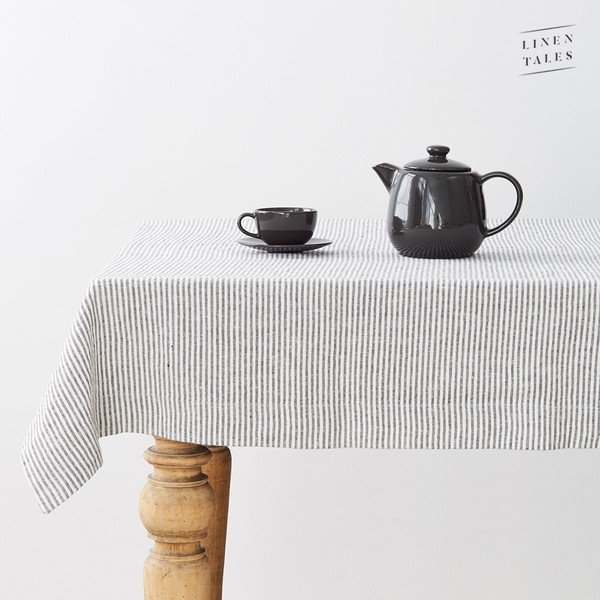 Tovaglia di lino 140x140 cm Thin Black Stripes - Linen Tales