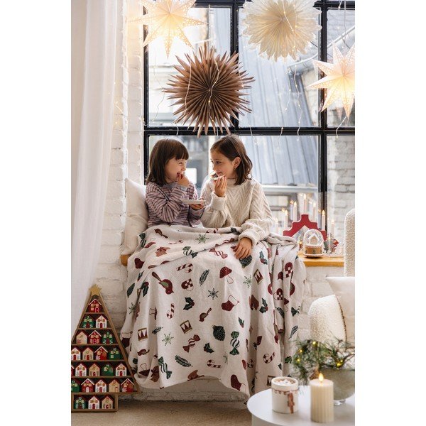 Coperta bianca a tema natalizio 130x160 cm Yule – Bloomingville-image-4