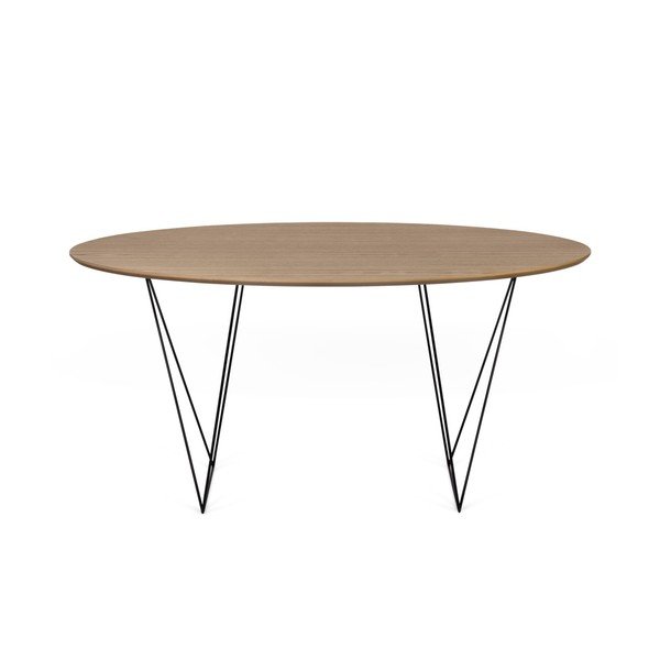 Jídelní stůl v dekoru ořechového dřeva s černým podnožím Symbiosis Row, ⌀ 150 cm-image-1