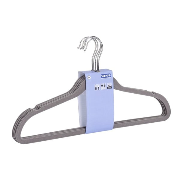 Set di 5 appendiabiti in plastica grigia Flocking - Wenko-image-1