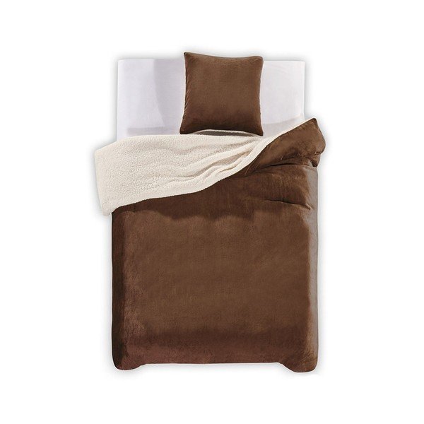 Biancheria matrimoniale in microfibra marrone 200x200 cm Teddy - AmeliaHome