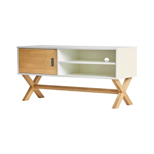 Tavolo TV bianco Leidi, 110 x 52 cm - Marckeric-image-3