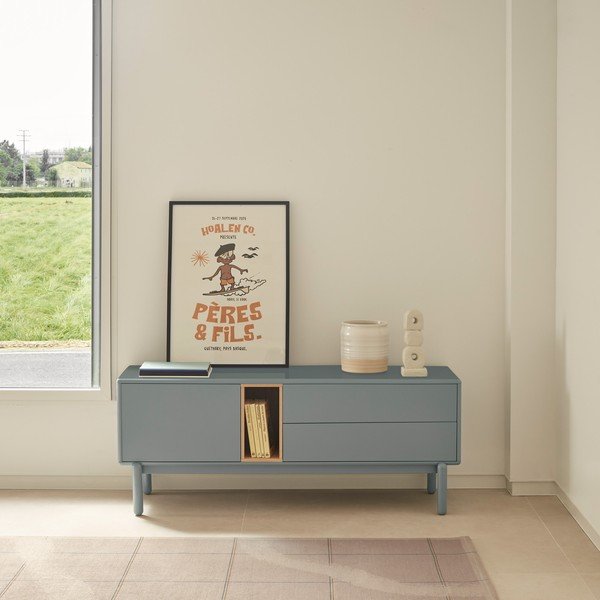 Tavolo TV blu-grigio 140x56 cm Corvo - Teulat-image-1