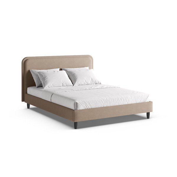 Letto matrimoniale imbottito greige con rete inclusa 160x200 cm Aveline – Micadoni 
