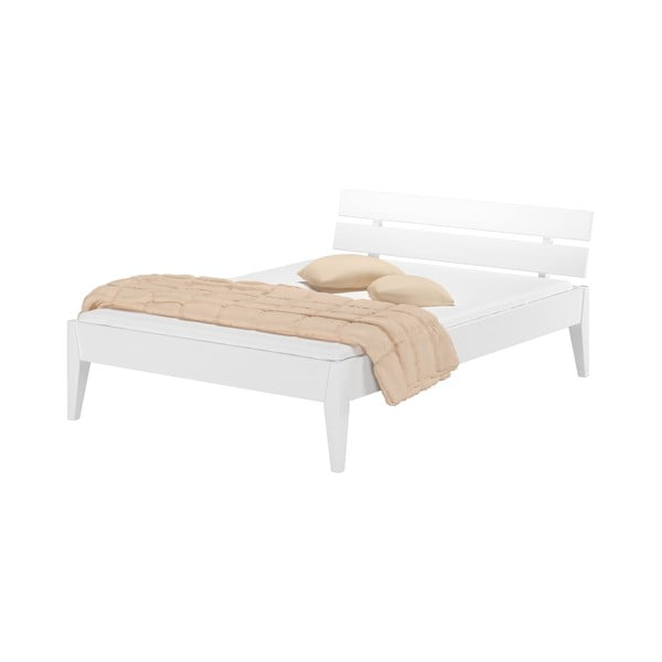 Letto matrimoniale bianco in pino massiccio 140x200 cm Torino – Olivia Living