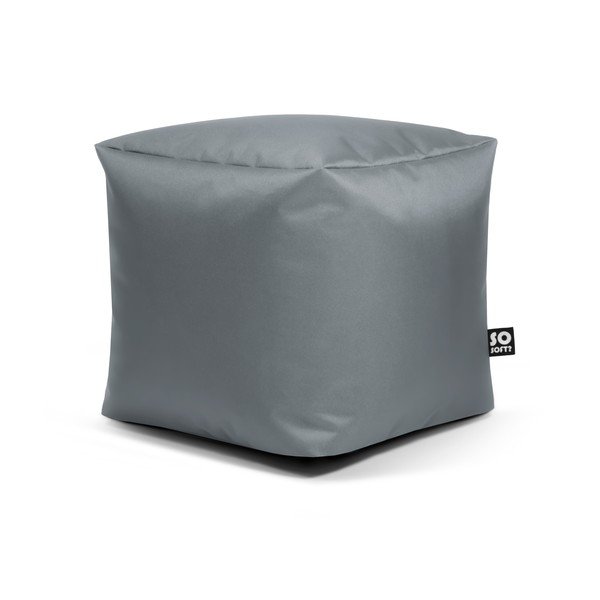 Pouf per bambini grigio con rivestimento in finta pelle Cube M – So Soft?