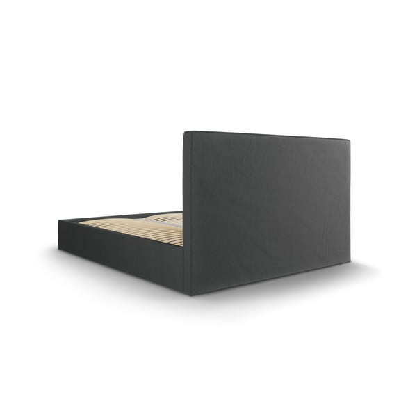 Letto matrimoniale imbottito grigio scuro con contenitore con griglia 160x200 cm Juniper - Mazzini Beds-image-4
