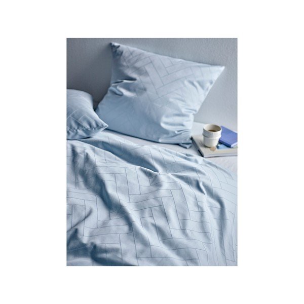 Set copripiumino e federa azzurro in tessuto damascato per letto singolo/per letto esteso 140x220 cm Tiles – Södahl-image-1