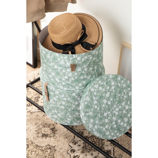 Scatole in set con coperchio verde chiaro in cartone 2 pz ø 37,5x25,5 cm Rut Paper Laminate – Bigso-image-3