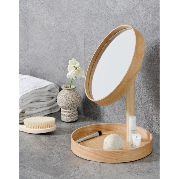 Specchio cosmetico con cornice in legno di quercia, ø 25 cm Cosmos - Wireworks-image-1