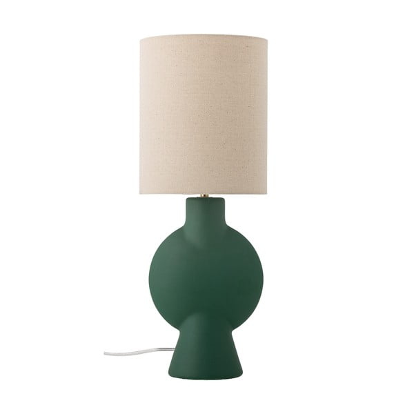 Lampada da tavolo con paralume in tessuto di colore verde scuro-naturale (altezza 55 cm) Sergio - Bloomingville