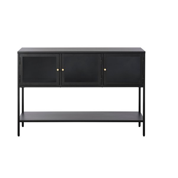 Vetrina bassa nera in metallo 88x132 cm Carmel - Unique Furniture-image-3