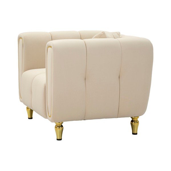 Poltrona color crema con poggioli/con gambe con rivestimento in velluto Alma – Mauro Ferretti-image-4