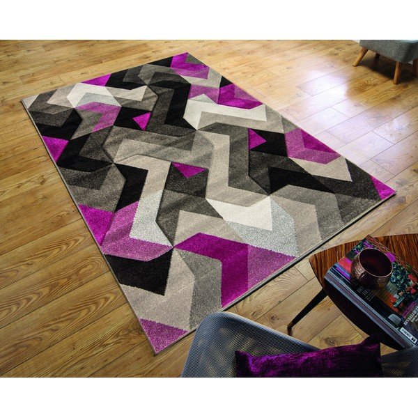Tappeto Aurora Grigio Viola, 80 x 150 cm - Flair Rugs-image-4