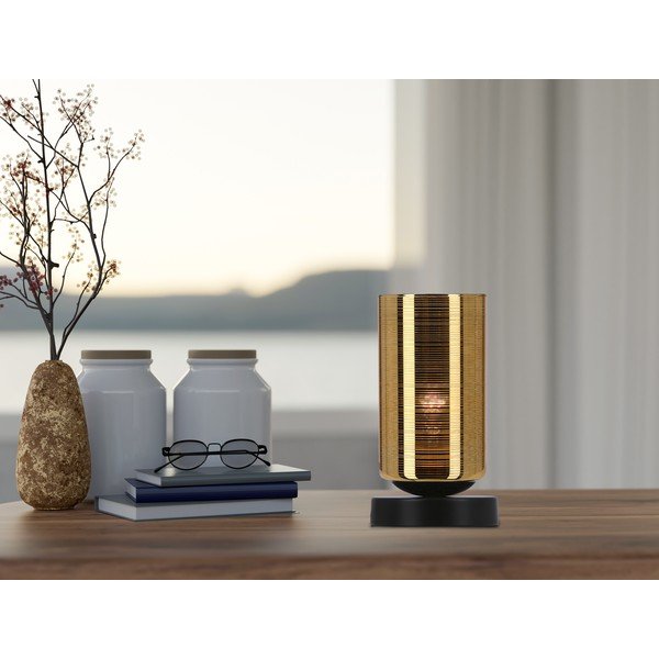 Lampada da tavolo con paralume in vetro nero e oro (altezza 25 cm) Cox - Candellux Lighting-image-1