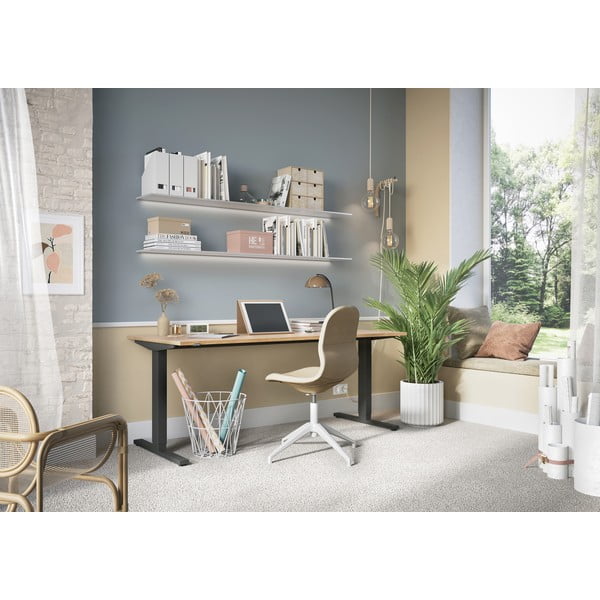 Tavolo da lavoro ad altezza regolabile elettricamente con piano in rovere 80x180 cm Lissabon - Germania-image-1