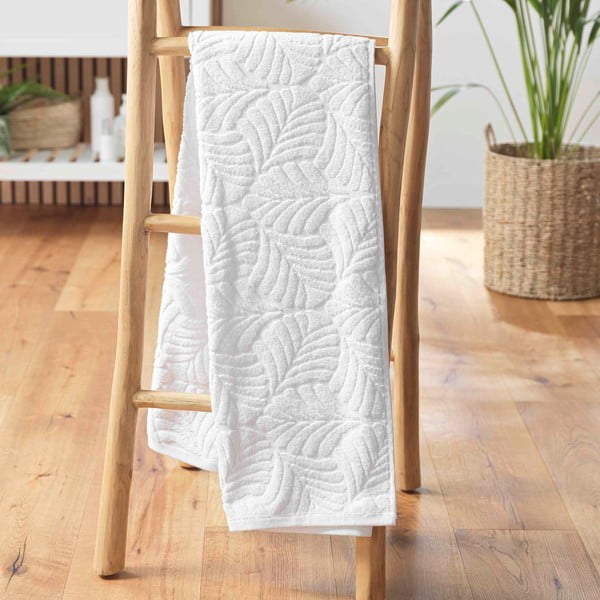 Asciugamano bianco in spugna di cotone 70x130 cm Madeira - douceur d'intérieur-image-1