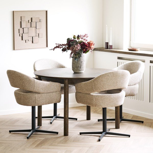 Tavolo da pranzo rotondo con effetto rovere allungabile con estensione 120x220 cm Bundaberg – House Nordic-image-2
