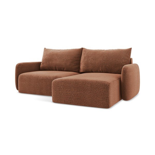 Divano angolare color mattone allungabile/con contenitore (con penisola a destra) Kalena – Makamii-image-1