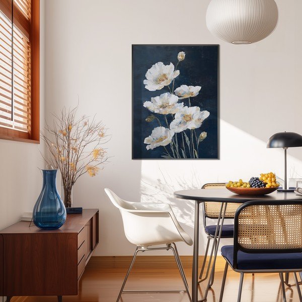 Dipinto stampato con cornice inclusa 60x80 cm White Poppies – Styler-image-1