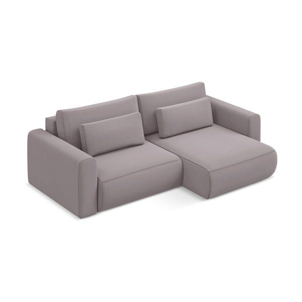 Divano angolare lavanda allungabile/con contenitore (con penisola a destra/con chaise lounge) con rivestimento in velluto Kapua – Makamii-image-2