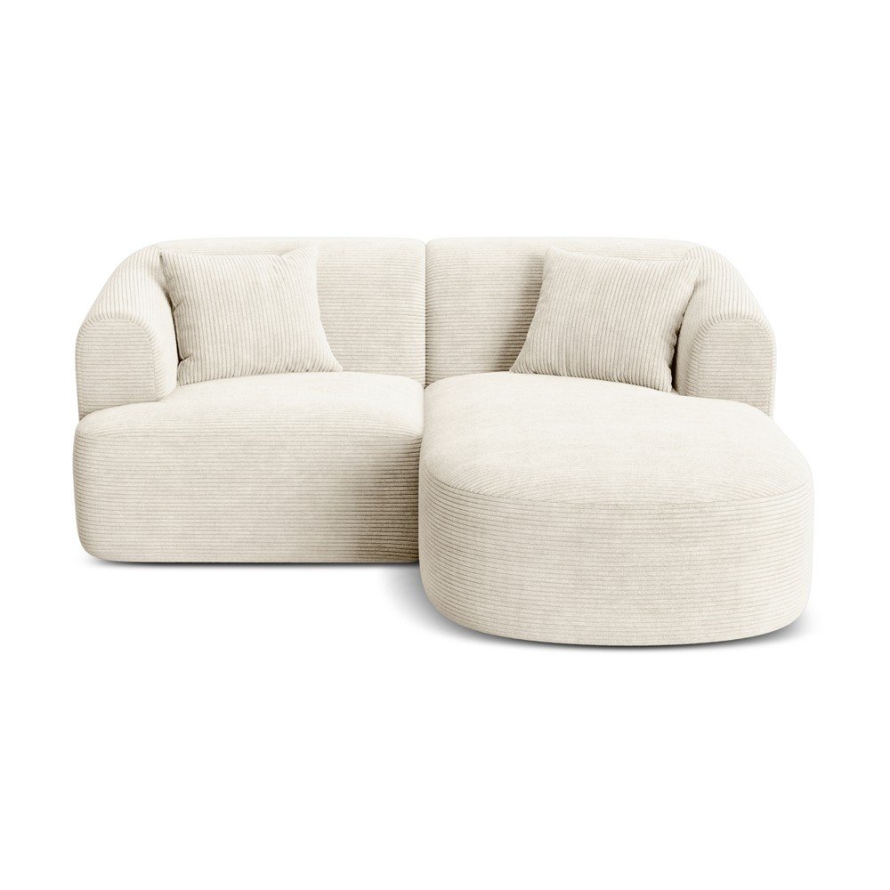 Divano angolare beige (con penisola a destra/con chaise lounge) con rivestimento in velluto a coste Campi – Cosmopolitan Design | Divani ad angolo