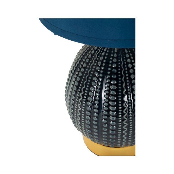 Lampada da tavolo blu in ceramica con paralume in tessuto (altezza totale 30,5 cm) Flavi – Mauro Ferretti-image-3