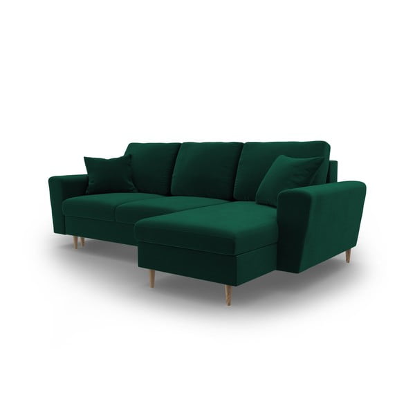 Divano angolare verde allungabile e con contenitore con rivestimento in velluto Kyoto – Cosmopolitan Design-image-4