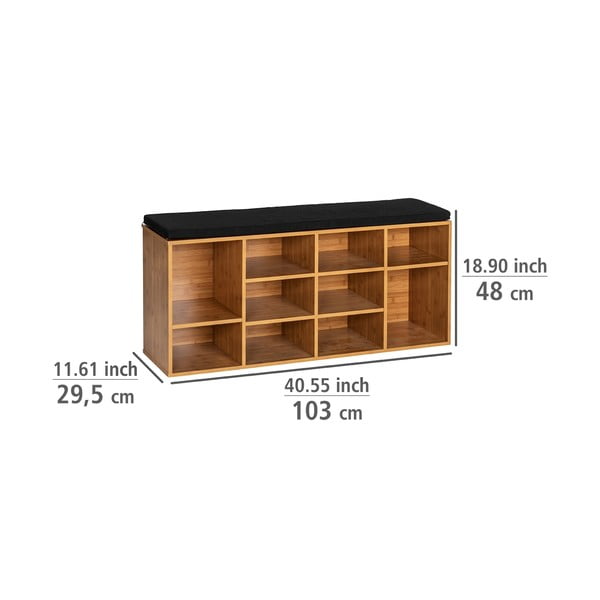Scarpiera in legno esotico con panca in colore naturale Loft - Wenko-image-4