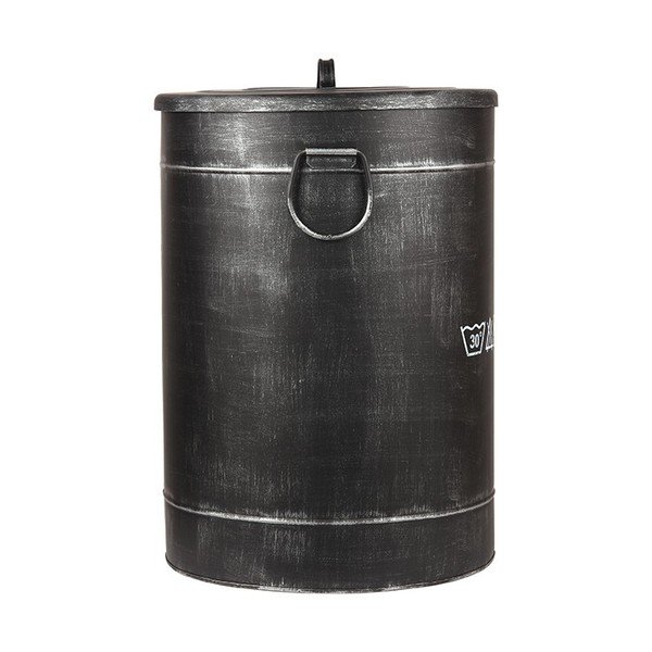 Cesto portabiancheria in metallo nero , ⌀ 40 cm - LABEL51-image-1