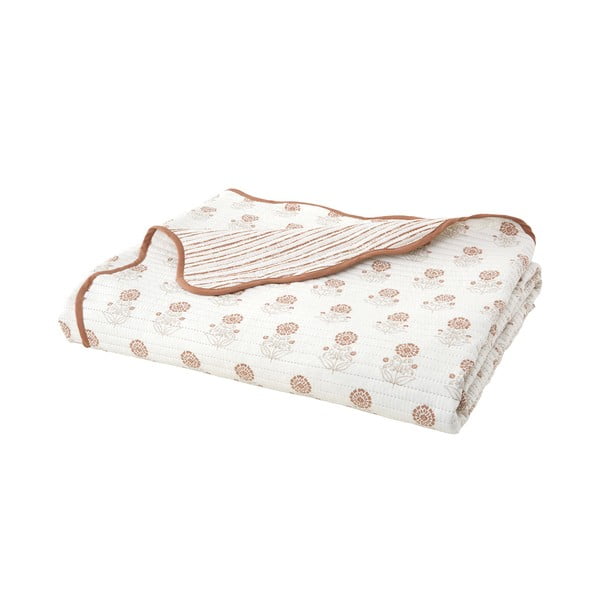 Copriletto bianco con rivestimento trapuntato 220x230 cm Woodblock Floral – Pineapple Elephant