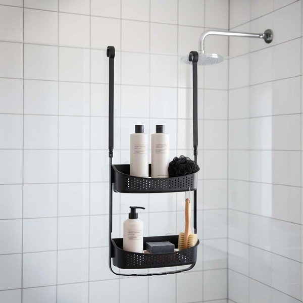 Mensola da bagno da appendere nera opaca in plastica Vesper – douceur d'intérieur-image-2