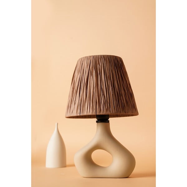 Lampada da tavolo beige con paralume in carta lavorata (altezza totale 40 cm) Serin – Opviq lights-image-1