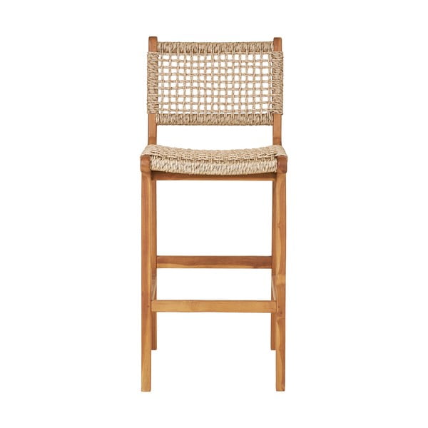 Sgabello da bar di colore naturale in teak massiccio (altezza della seduta 60 cm) Derby – House Nordic-image-1