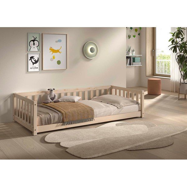 Letto da bambini di colore naturale in pino massiccio con rete inclusa 90x200 cm Dallas – Vipack-image-1