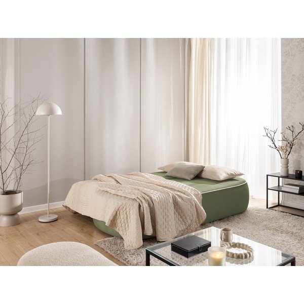 Divano color kaki/beige allungabile/con contenitore con rivestimento in velluto 210 cm Saga – Ropez-image-4