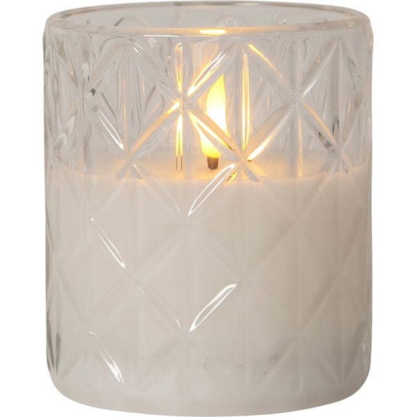 Candela di cera a LED bianca in vetro, altezza 10 cm Flamme Romb - Star Trading