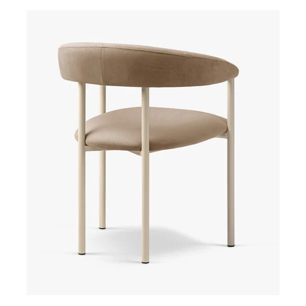 Sedia da pranzo beige/color crema imbottito con braccioli Lea – Micadoni -image-2