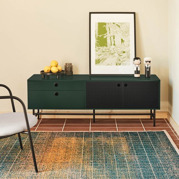 Tavolo TV verde scuro 140x52 cm Punto - Teulat-image-1