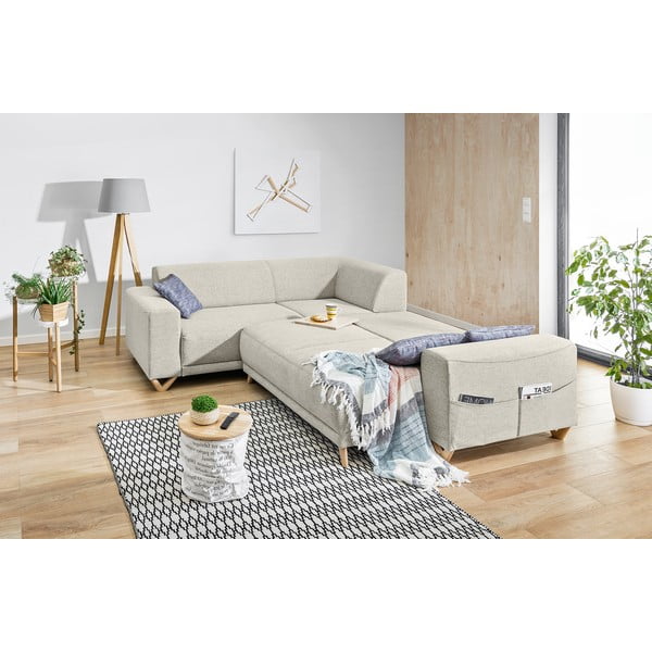 Divano angolare beige allungabile e con contenitore (con penisola a sinistra/a L) Classy Sophie – Miuform-image-4