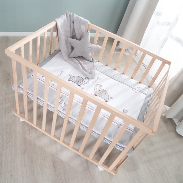 Lettino di colore naturale con ruote 100x75 cm Jumbo Twins – Roba-image-2