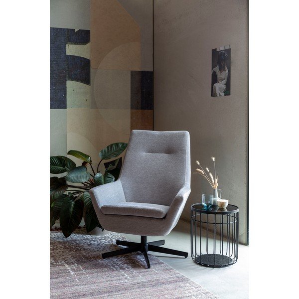 Tavolino nero con piano in vetro , ø 35 cm Lance - White Label-image-4