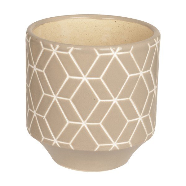 Keramický květináč Present Time Hexagon Grey, malý